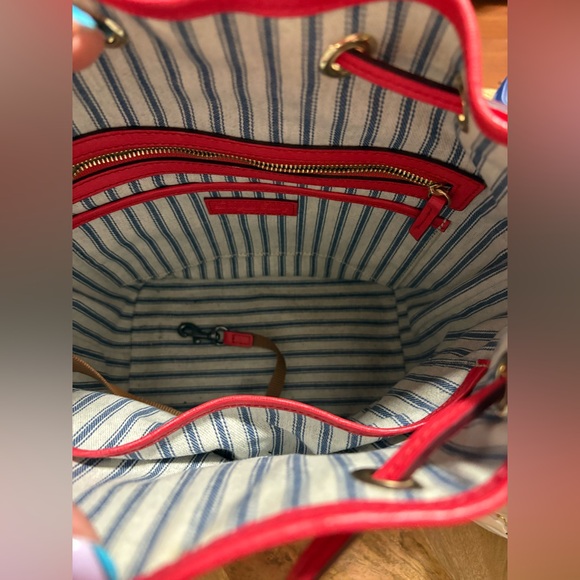 Dooney & Bourke Scarlet Red Shoulder Drawstring Bag - Picture 2 of 5